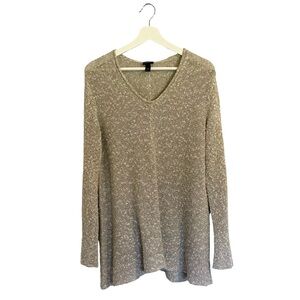 Eileen Fisher Beige V Neck Knit Sweater